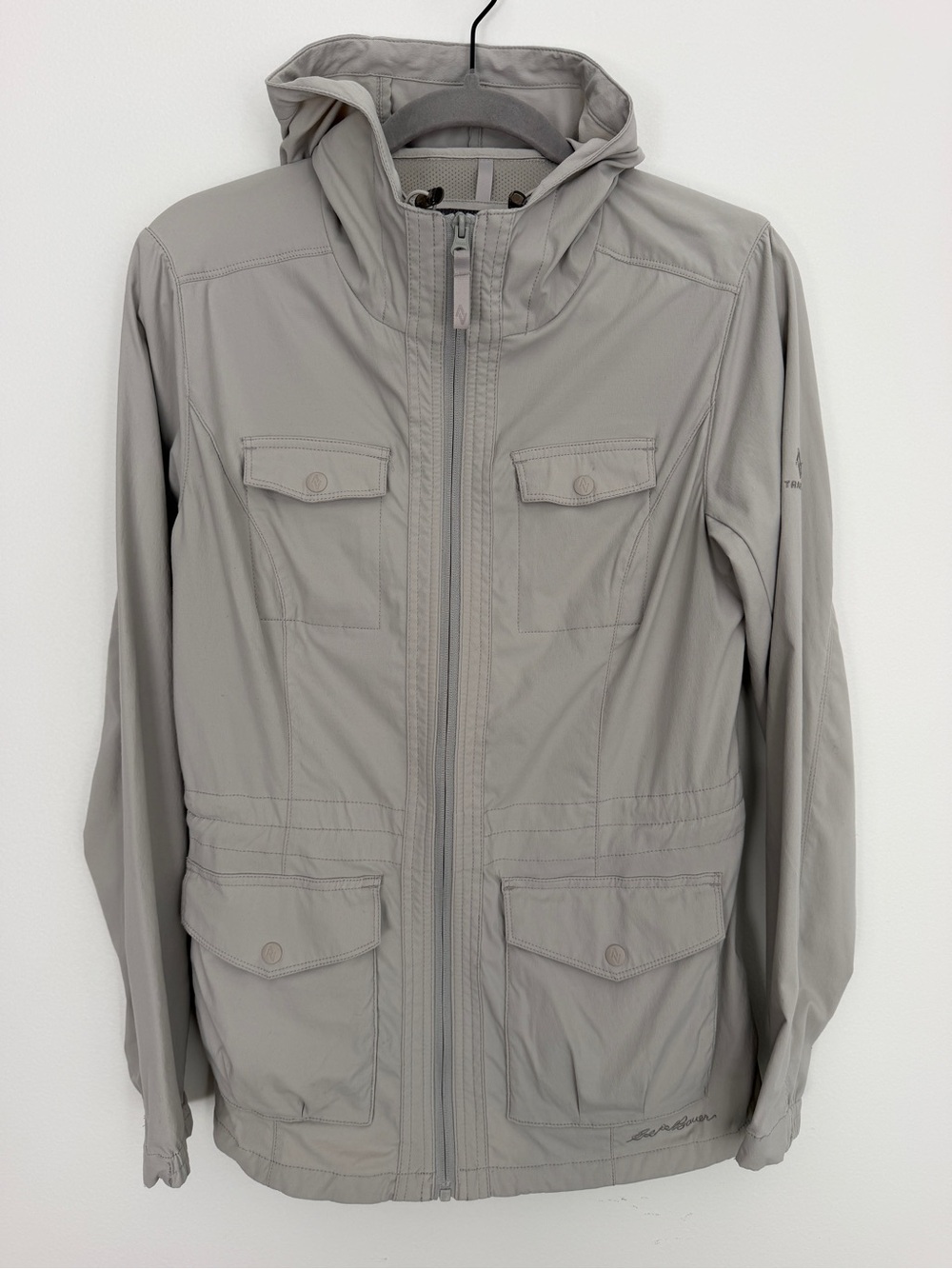 Women's Eddie Bauer Travex Hooded Lightweight Parka Jacket - Light Gray S small